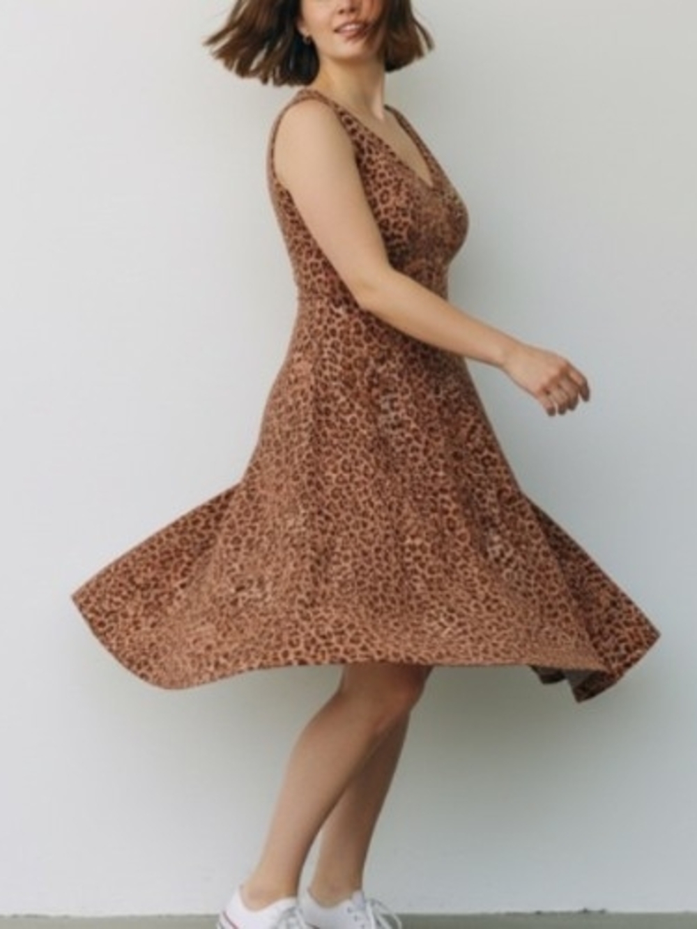Ava & Viv Brown Leopard Print Midi Dress